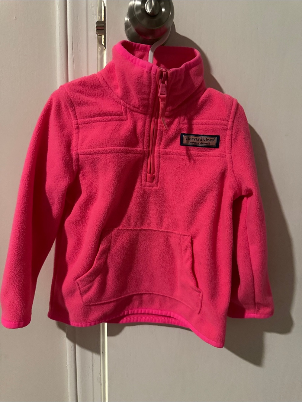 Vineyard Vines Kids Hot Pink Fleece Half-Zip Pullover